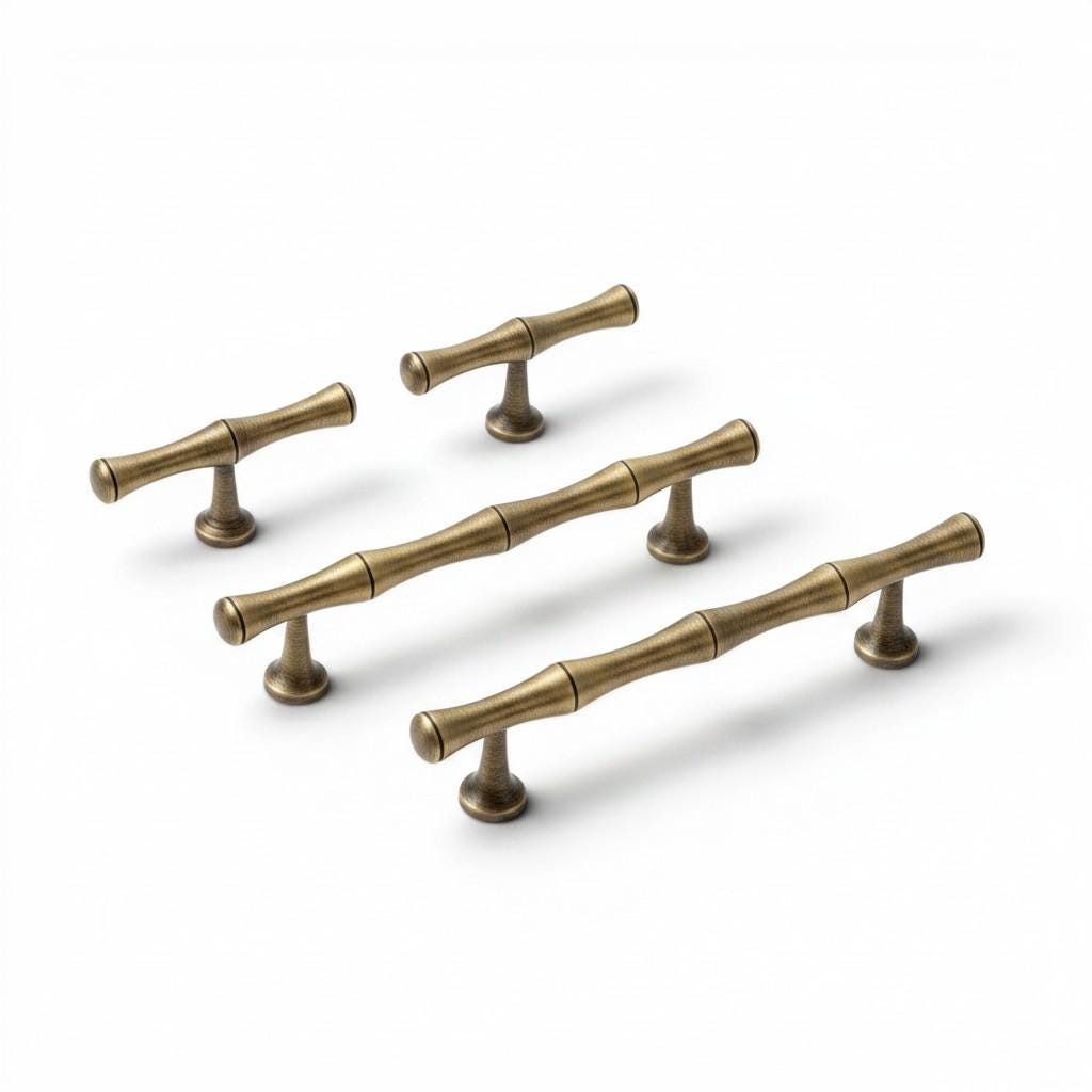 Vintage Brass Bamboo Cabinet Handles – Solid Brass Drawer Pulls