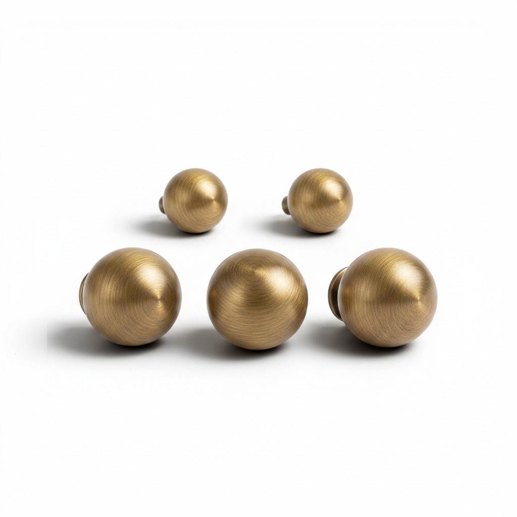 Antique Brass Round Knobs: Solid Vintage Cabinet & Dresser Hardware - Image 3