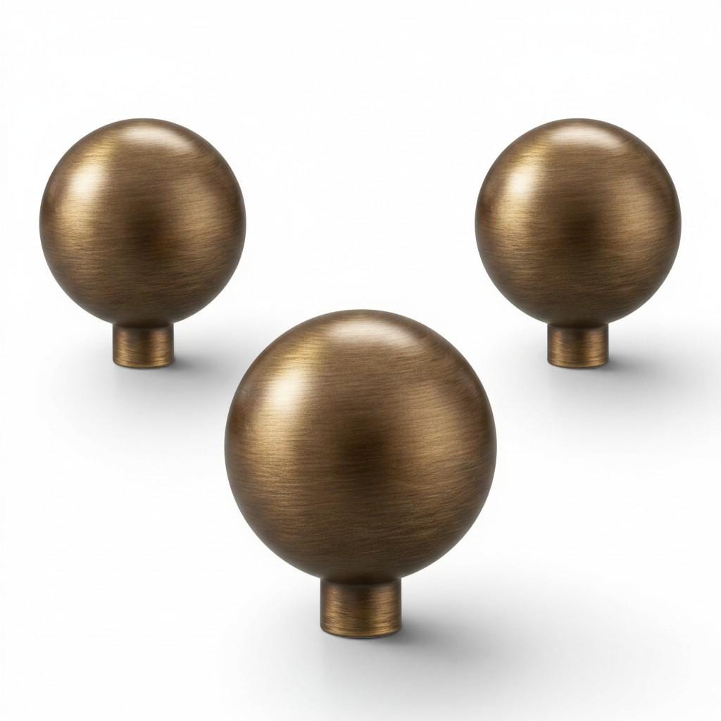Antique Brass Round Knobs: Solid Vintage Cabinet & Dresser Hardware - Image 4
