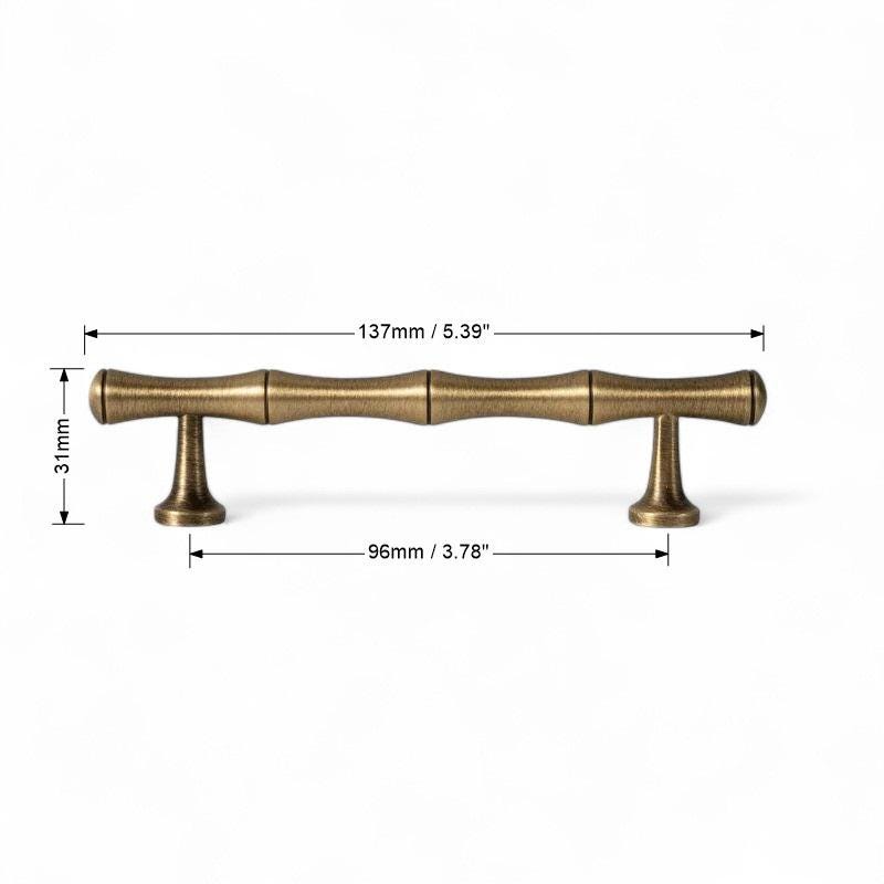 Vintage Brass Bamboo Cabinet Handles – Solid Brass Drawer Pulls - Image 6
