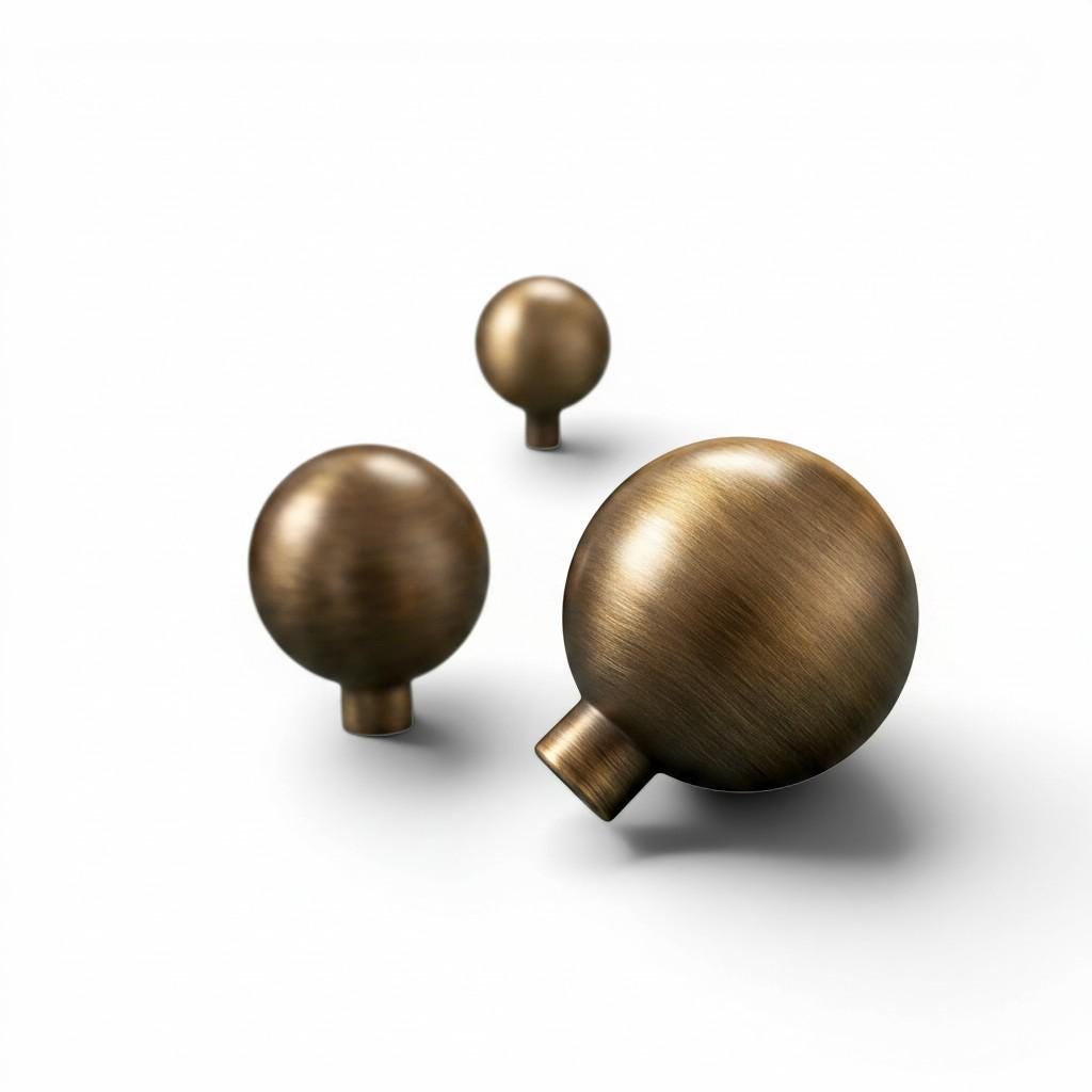 Antique Brass Round Knobs: Solid Vintage Cabinet & Dresser Hardware - Image 16