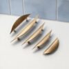 Brushed Brass Leaf Cabinet Handles: Modern Furniture Hardware