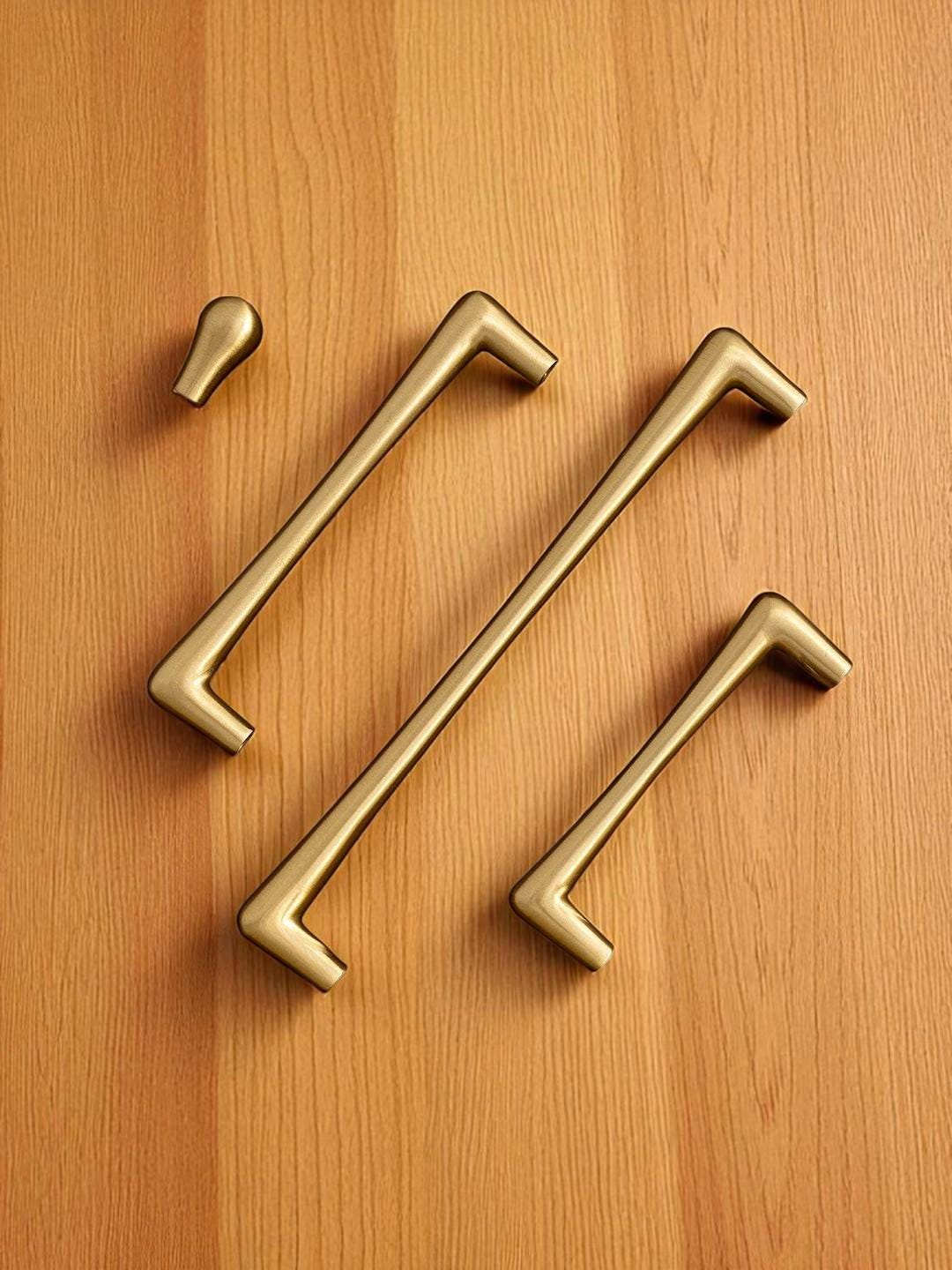 Solid Brass Teardrop Cabinet Handle: Modern Gold Drawer Pull