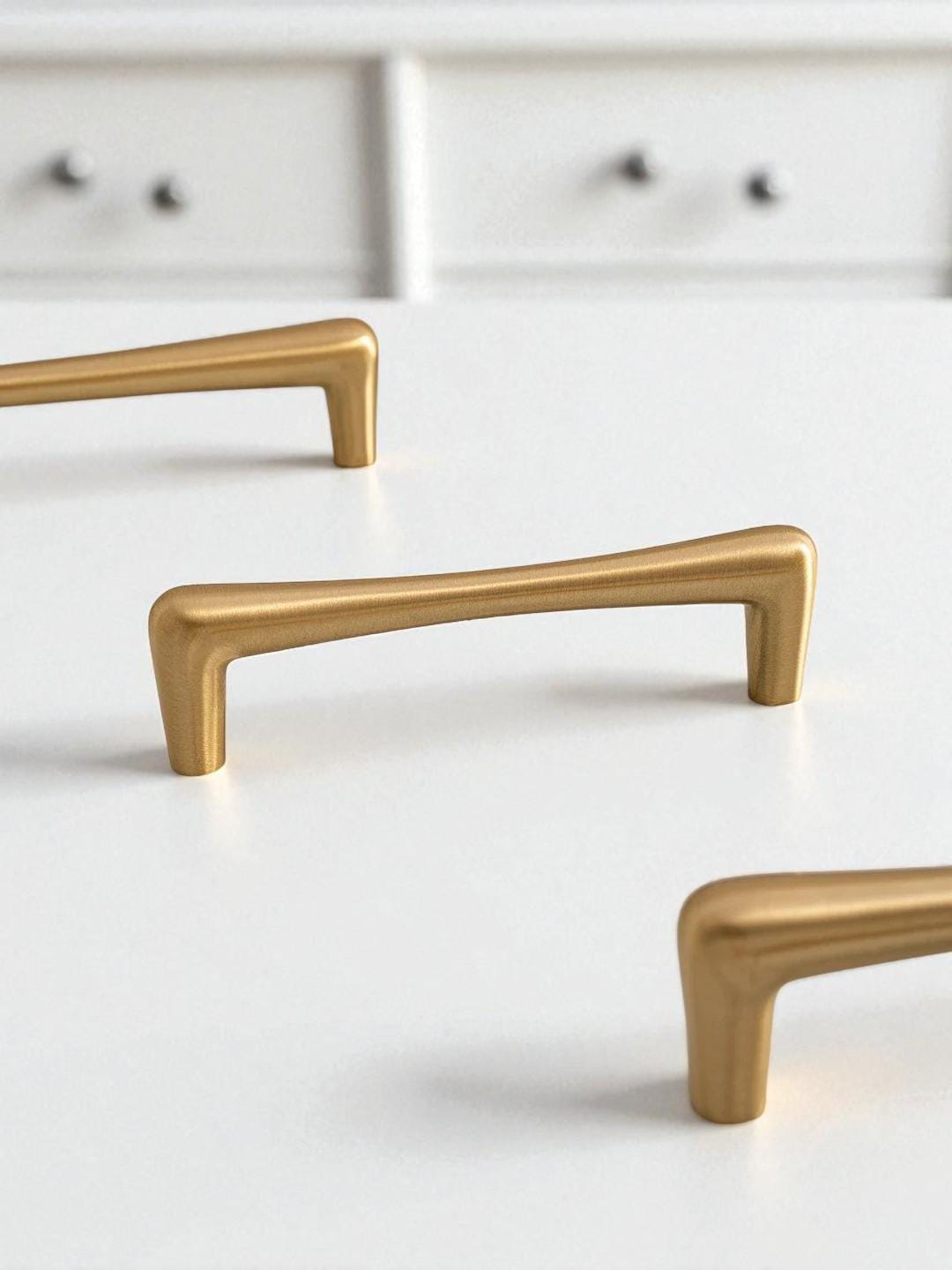 Solid Brass Teardrop Cabinet Handle: Modern Gold Drawer Pull - Image 2
