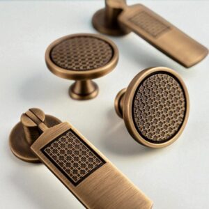 Antique Bronze Brass Cabinet Handles: Textured Drawer Pulls