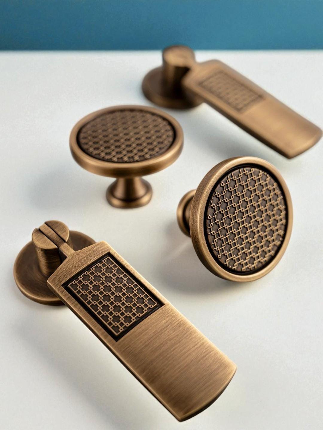 Antique Bronze Brass Cabinet Handles: Textured Drawer Pulls