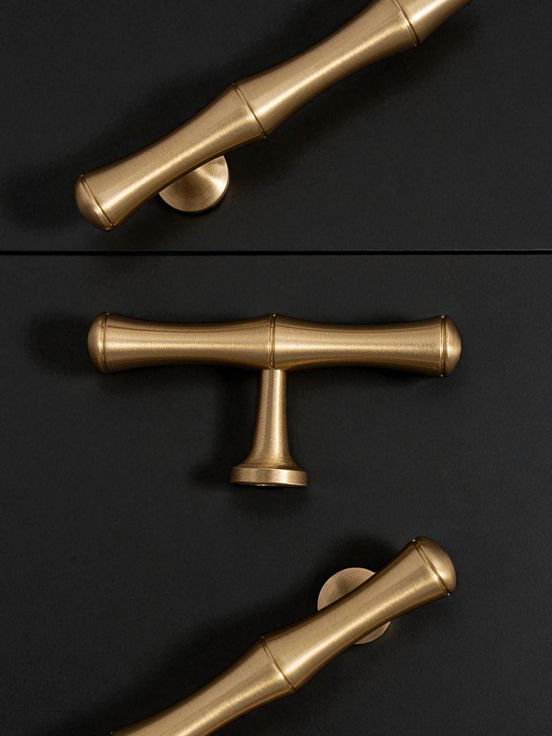 Brushed Brass Bamboo Style Handles – Solid Brass Vintage Cabinet Pulls - Image 4