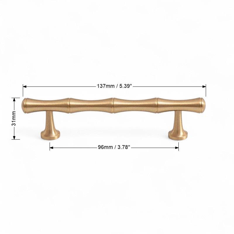 Brushed Brass Bamboo Style Handles – Solid Brass Vintage Cabinet Pulls - Image 6