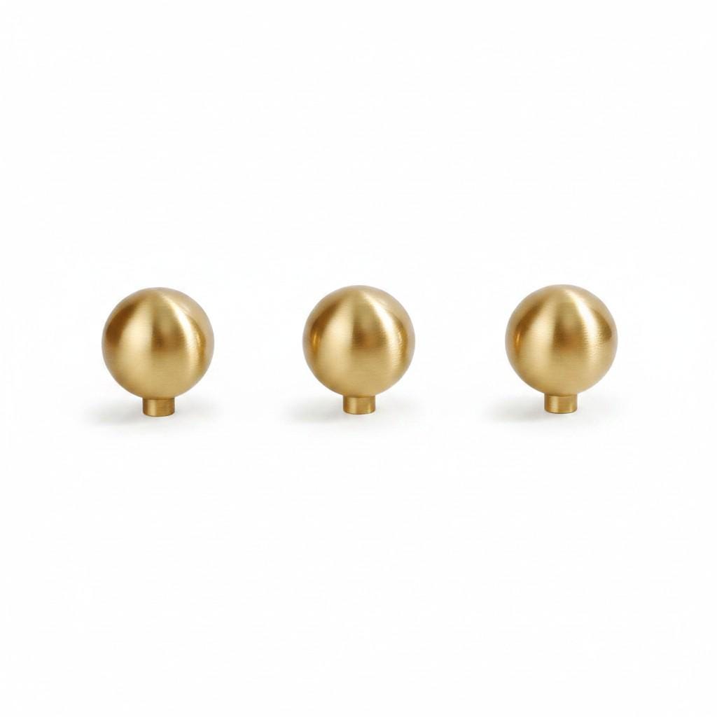 Solid Brass Round Cabinet Knobs: Modern Gold Ball Drawer Pulls - Image 3