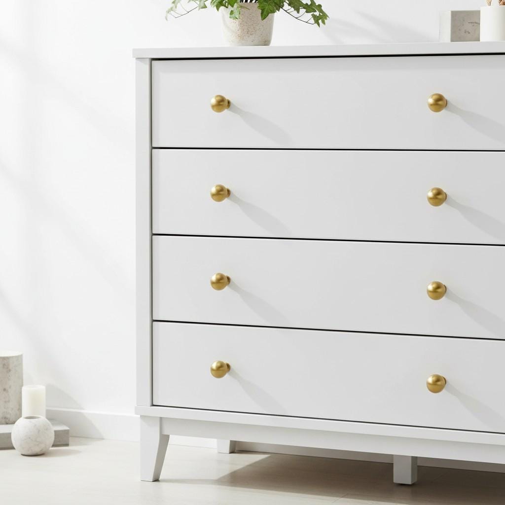 Solid Brass Round Cabinet Knobs: Modern Gold Ball Drawer Pulls - Image 7
