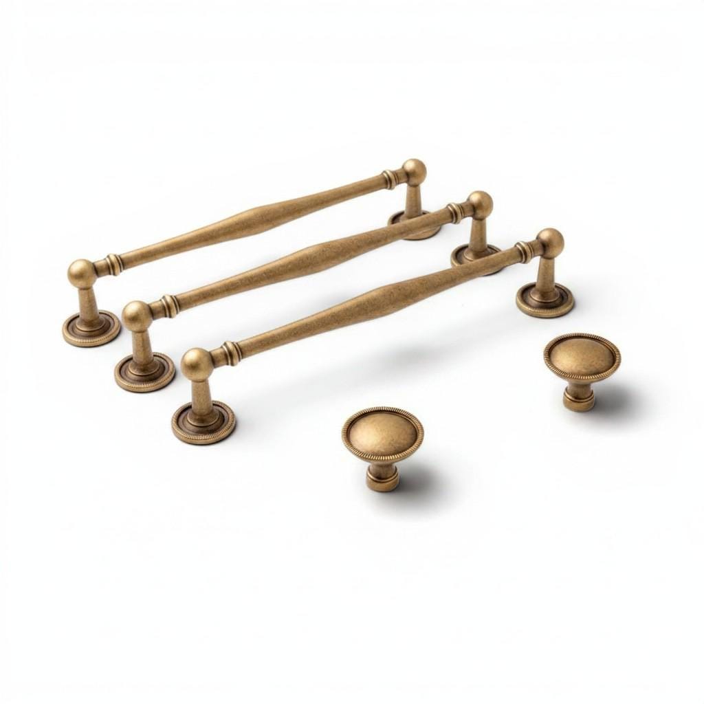 Antique Brass Cabinet Handles and Knobs – Solid Brass Drawer Pulls for Kitchen, Wardrobe, Dresser - Image 3