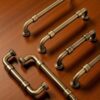 Antique Brass Pipe Cabinet Handles – Solid Brass Drawer Pulls for Kitchen, Wardrobe, Dresser