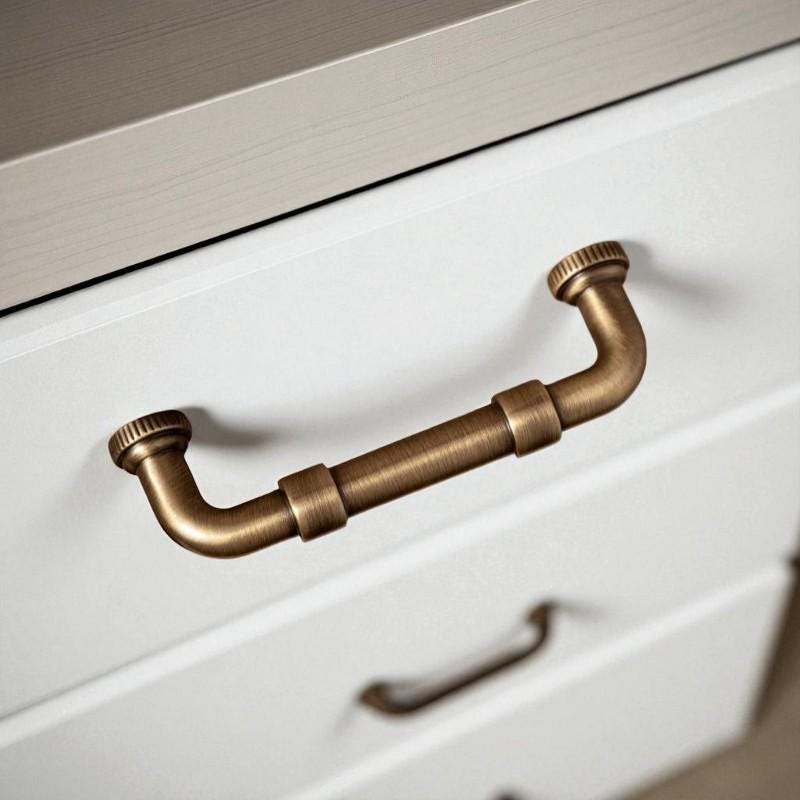 Antique Brass Pipe Cabinet Handles – Solid Brass Drawer Pulls for Kitchen, Wardrobe, Dresser - Image 5