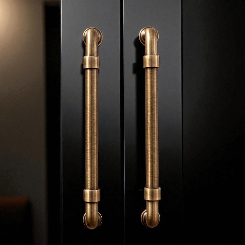 Antique Brass Pipe Cabinet Handles – Solid Brass Drawer Pulls for Kitchen, Wardrobe, Dresser - Image 6