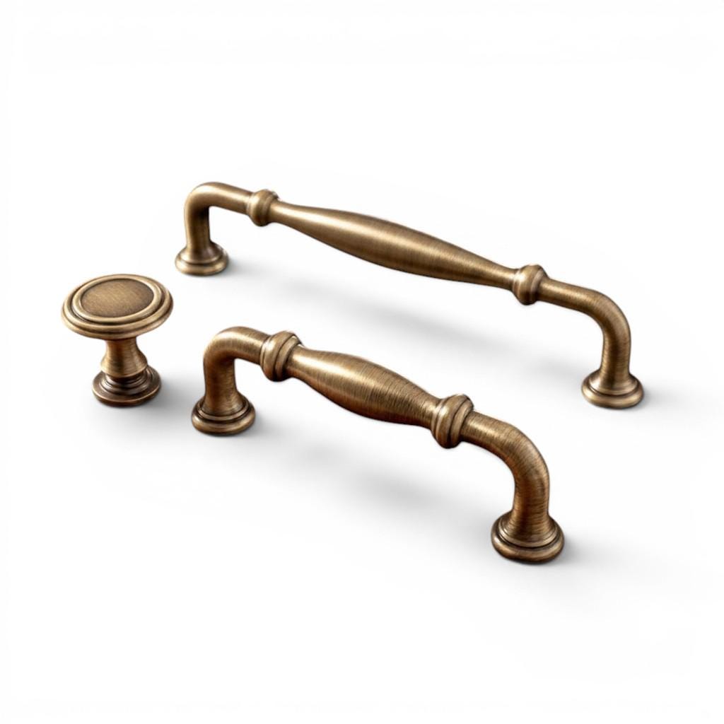 Solid Brass Antique Bronze Cabinet Handles – Vintage Drawer Pulls & Knobs - Image 3