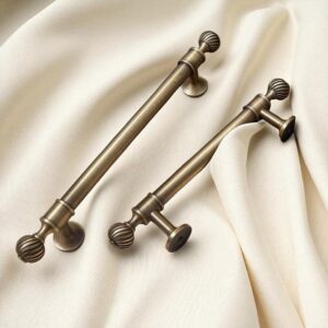 Solid Brass Cabinet Knobs | Aged Finish Elegant Drawer Pulls | Vintage Brass Handles for furniture