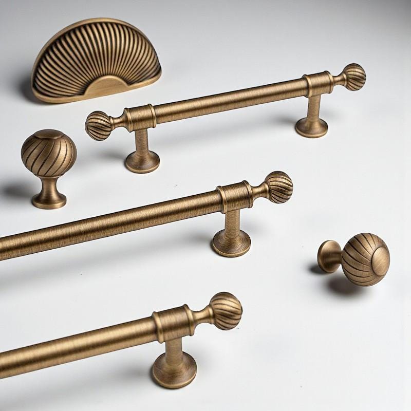 Solid Brass Cabinet Knobs | Aged Finish Elegant Drawer Pulls | Vintage Brass Handles for furniture - Image 2
