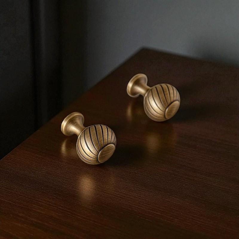Solid Brass Cabinet Knobs | Aged Finish Elegant Drawer Pulls | Vintage Brass Handles for furniture - Image 4