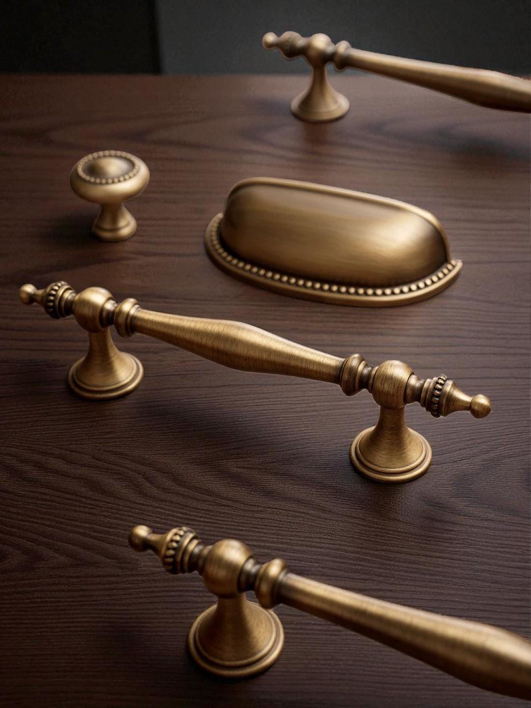Antique Bronze Brass Cabinet Handles & Knobs: Vintage Drawer Pulls