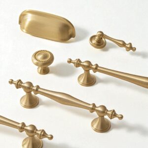Brushed Solid Brass Cabinet Handles: Nordic Style Furniture Pulls