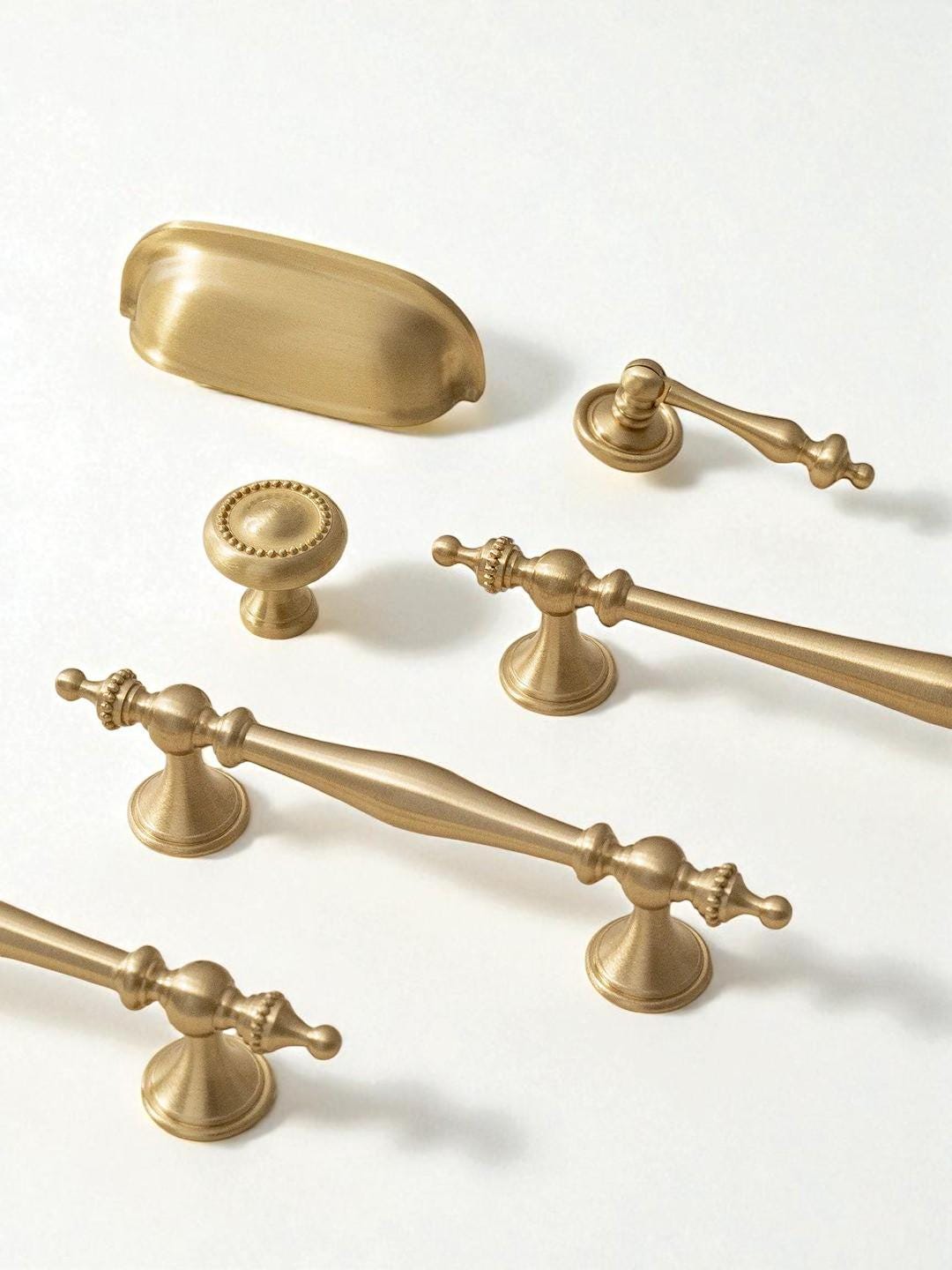 Brushed Solid Brass Cabinet Handles: Nordic Style Furniture Pulls