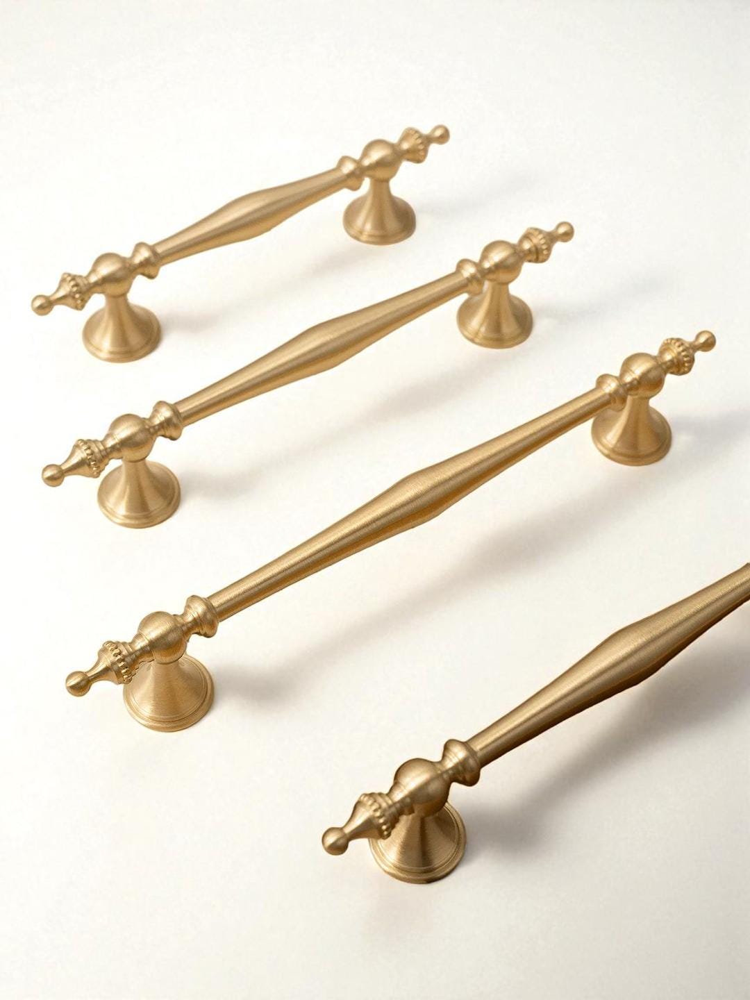 Brushed Solid Brass Cabinet Handles: Nordic Style Furniture Pulls - Image 5
