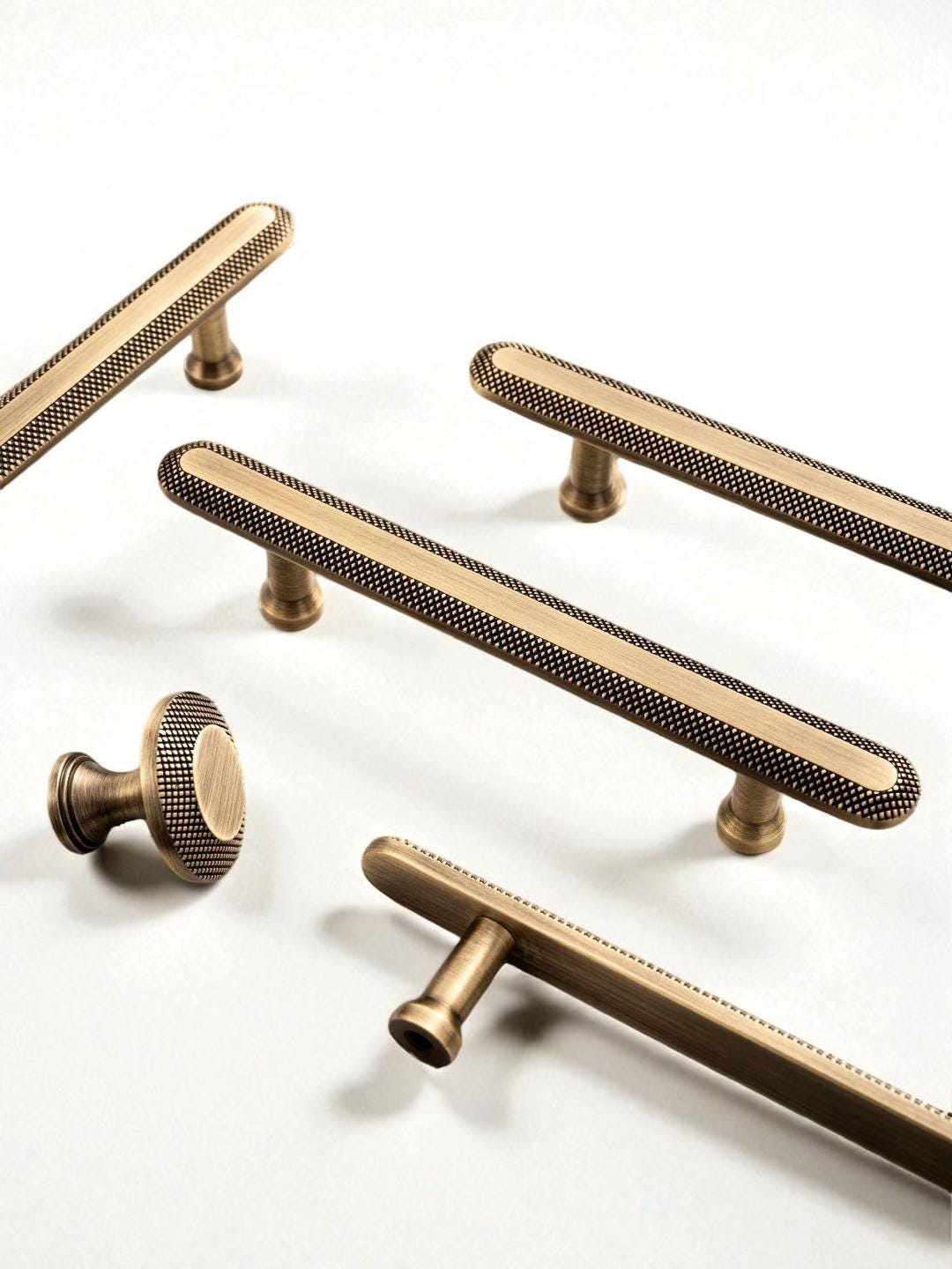 Antique Solid Brass Knurled Handles – Bronze Grid Cabinet Handles For Furniture