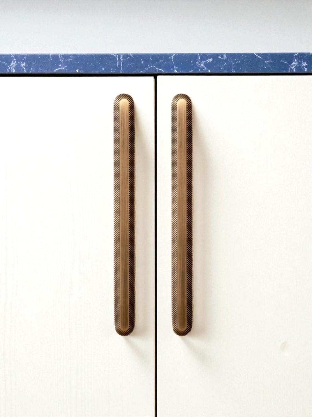 Antique Solid Brass Knurled Handles – Bronze Grid Cabinet Handles For Furniture - Image 5