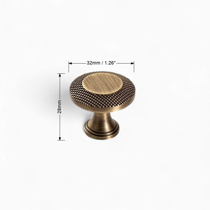Antique Solid Brass Knurled Handles – Bronze Grid Cabinet Handles For Furniture - Image 6