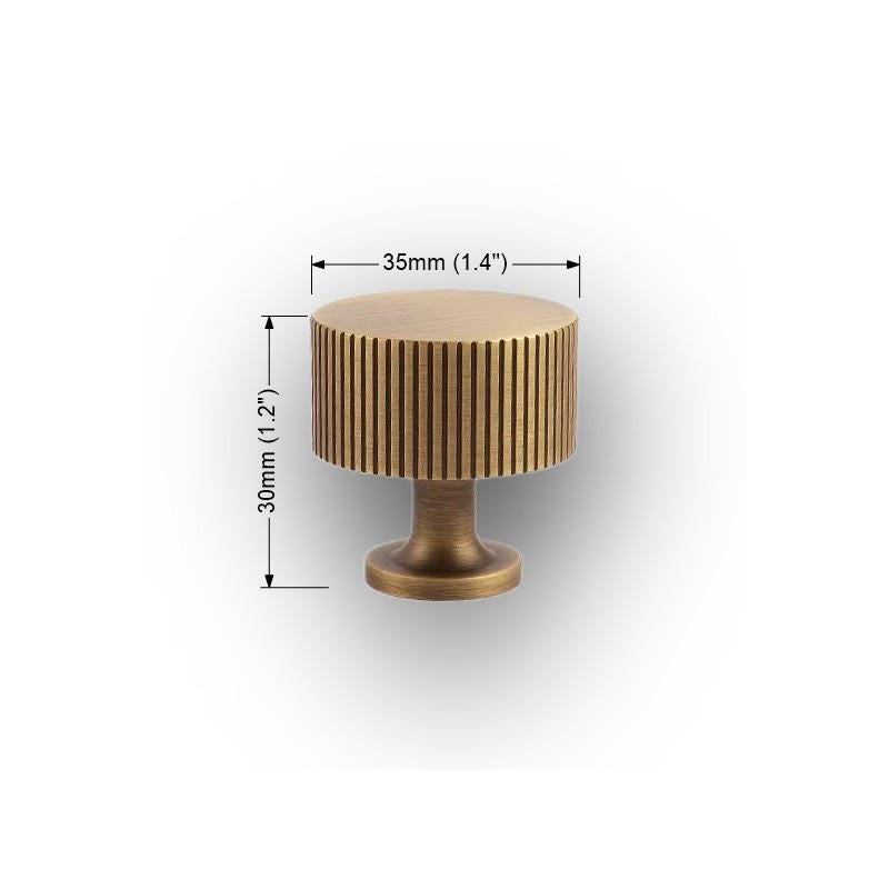 Solid Brass Ribbed Cabinet Handles: Modern Knurled Drawer Knobs - Image 5