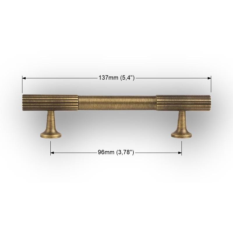 Solid Brass Ribbed Cabinet Handles: Modern Knurled Drawer Knobs - Image 7