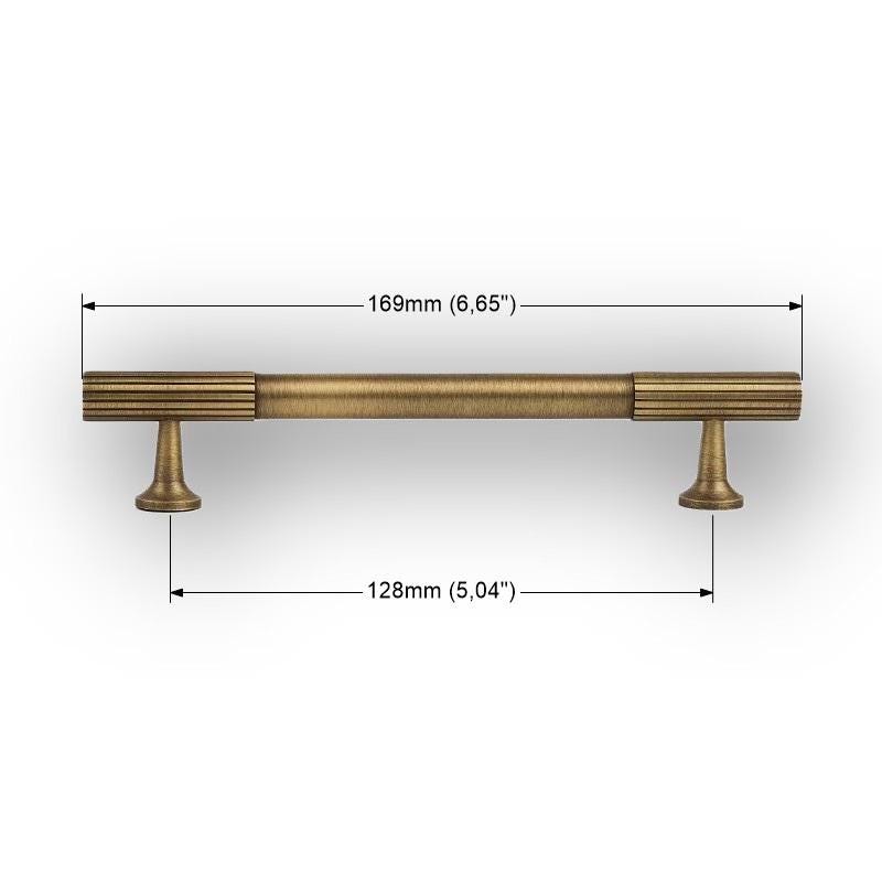 Solid Brass Ribbed Cabinet Handles: Modern Knurled Drawer Knobs - Image 8