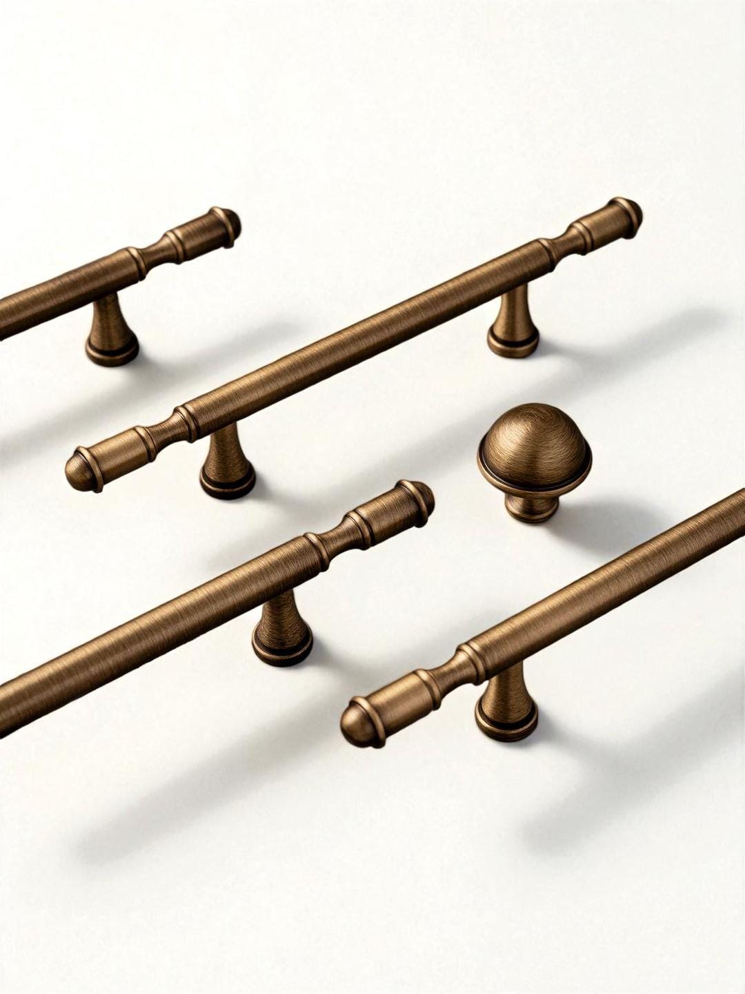 Antique Solid Brass Handles – Vintage Kitchen Cabinet Pulls for Wardrobe, Furniture