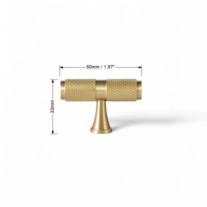 Knurled Solid Brass Cabinet Handles – Drawer Pulls & Knobs for Cabinets Gold Brass - Image 7