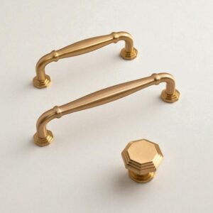 Solid Brushed Brass Handles - Luxury Kitchen Cabinet Pulls and Wardrobe Drawer Hardware