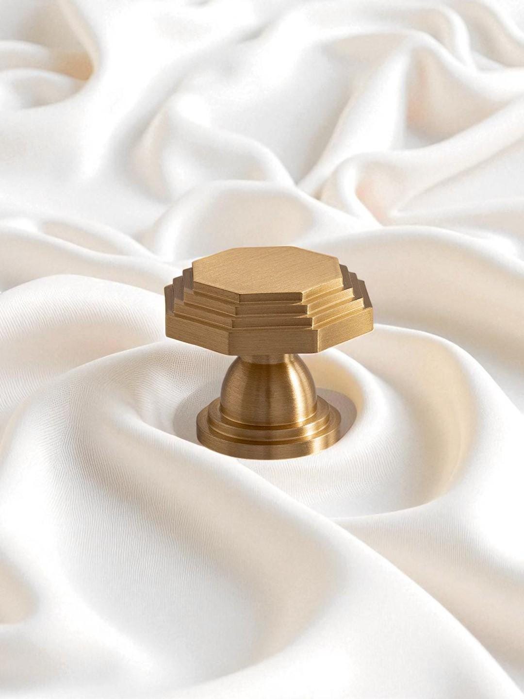 Solid Brushed Brass Handles - Luxury Kitchen Cabinet Pulls and Wardrobe Drawer Hardware - Image 2