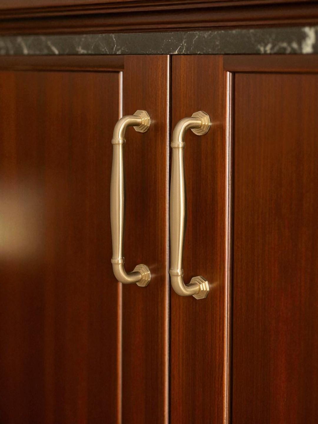Solid Brushed Brass Handles - Luxury Kitchen Cabinet Pulls and Wardrobe Drawer Hardware - Image 5