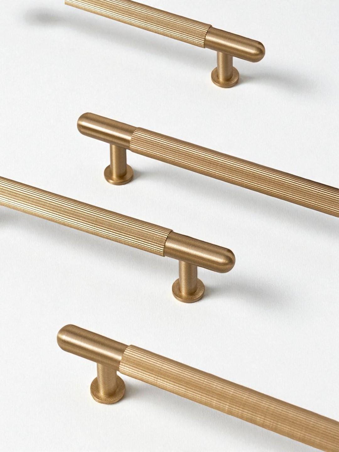 Solid Brass Cabinet Handles – Brushed Gold Drawer Pulls For Furniture
