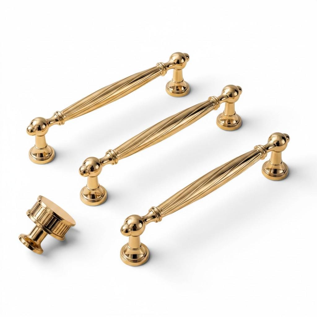 Luxury Gold Brass Cabinet Handles – Solid Brass Pulls & Knobs for Furniture
