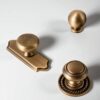 Antique Brass Cabinet Knobs with Backplate – Solid Bronze Vintage Drawer Pulls