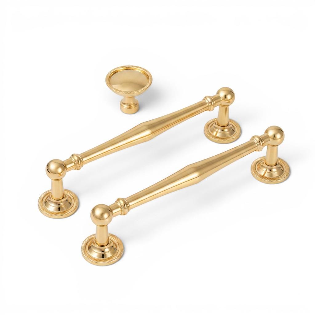 Luxury Solid Brass Cabinet Handles – Polished Gold Drawer Pulls & Knobs - Image 2