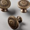 Antique Brass Drawer Knobs – Blossom Cabinet Knob for Dresser, Wardrobe, Cupboard