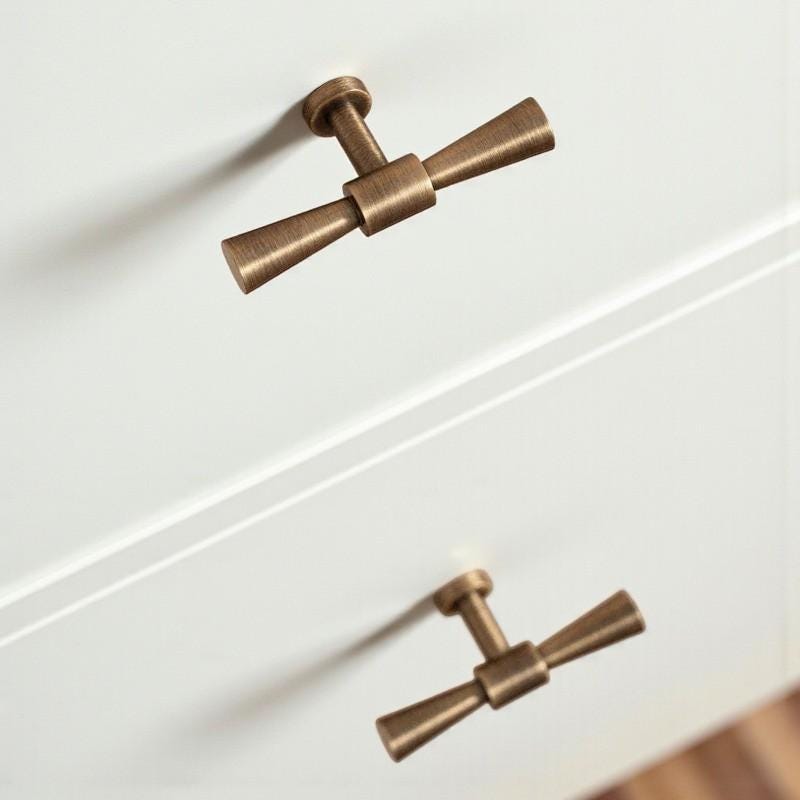 Solid Brass Antique Bronze Cabinet Handles, Class Vintage Drawer Knobs for Dresser, Wardrobe - Image 2