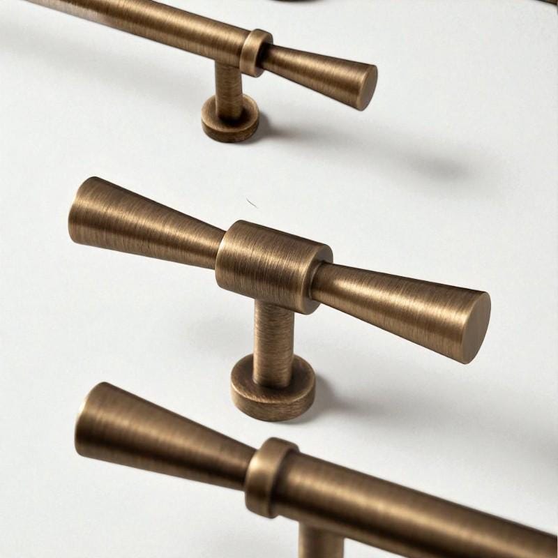 Solid Brass Antique Bronze Cabinet Handles, Class Vintage Drawer Knobs for Dresser, Wardrobe - Image 3