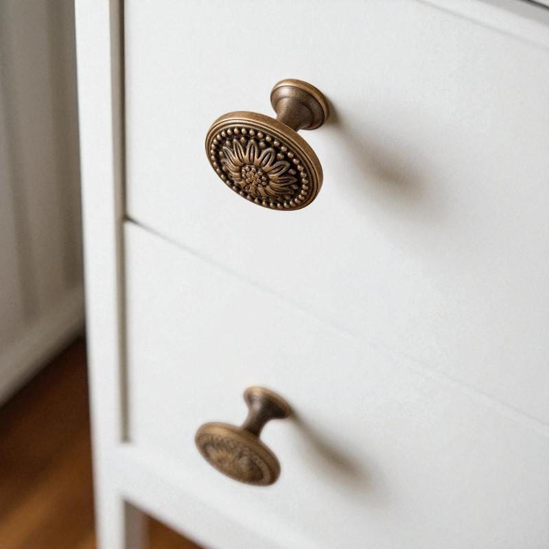 Antique Brass Drawer Knobs – Blossom Cabinet Knob for Dresser, Wardrobe, Cupboard - Image 5