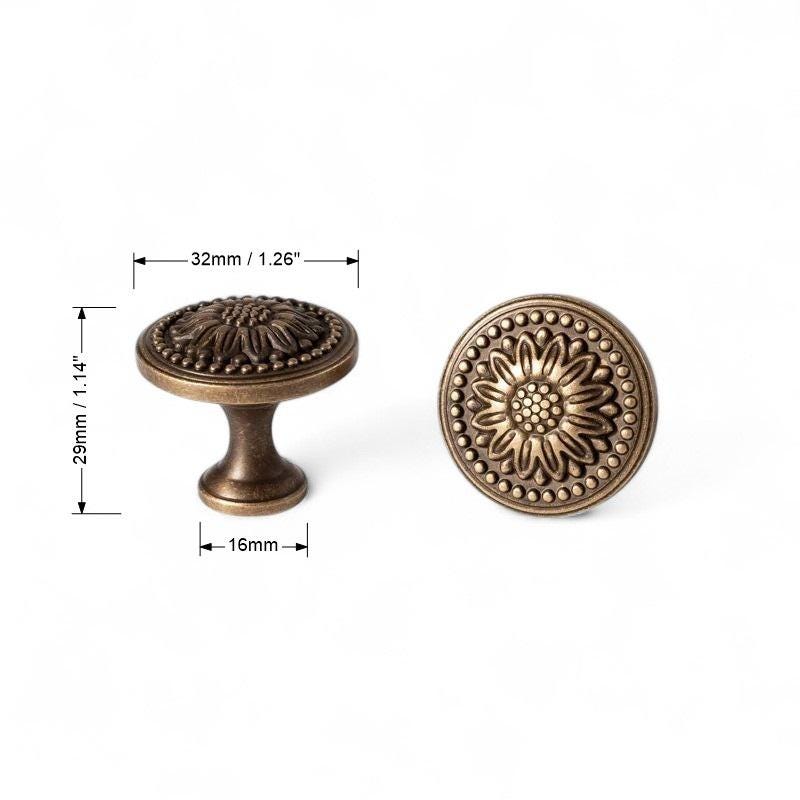 Antique Brass Drawer Knobs – Blossom Cabinet Knob for Dresser, Wardrobe, Cupboard - Image 6