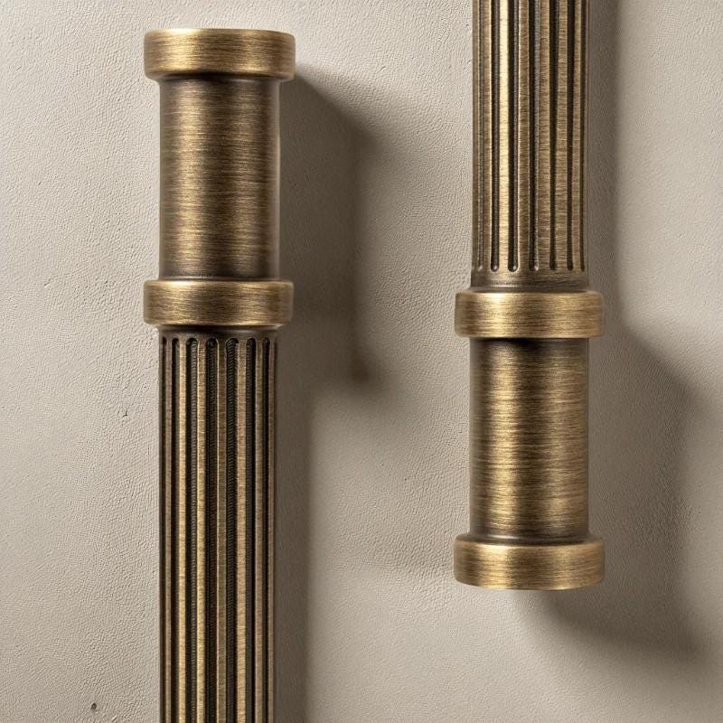 Ribbed Solid Brass Cabinet Handles And Drawing Knobs: Vintage Cabinet Hardware - Image 4