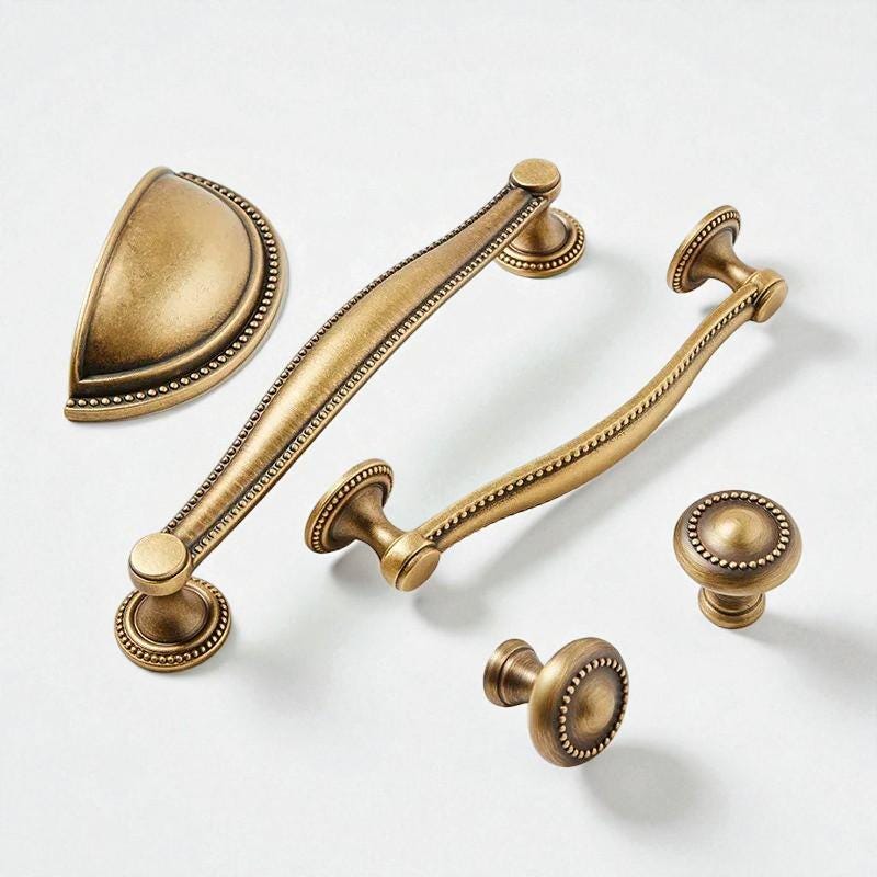 Antique Brass Shell Handles – Solid Brass Knobs and Drawer Pulls