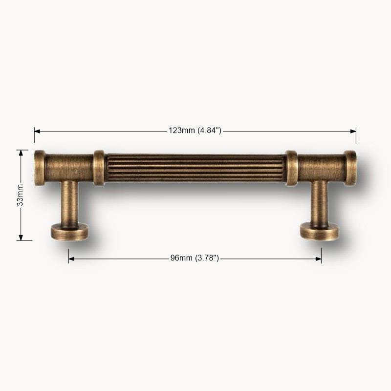 Ribbed Solid Brass Cabinet Handles And Drawing Knobs: Vintage Cabinet Hardware - Image 7