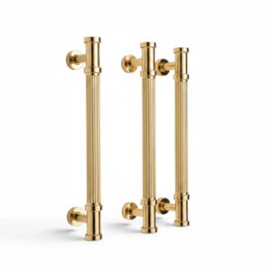 Luxury Ribbed Gold Cabinet Handles: Solid Brass Drawer Pulls & Knobs for Furniture